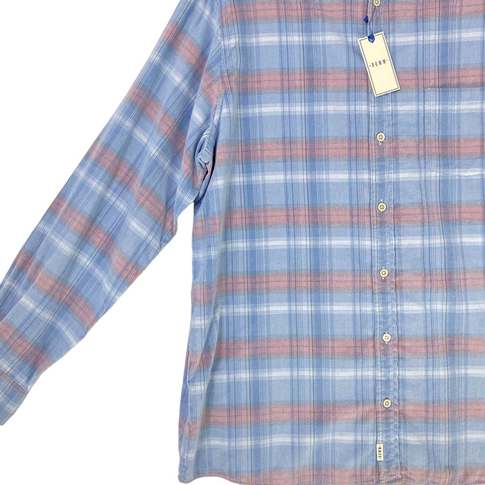 ROWM Dusty Blue Button Down Shirt; XLT - Picture 3 of 11
